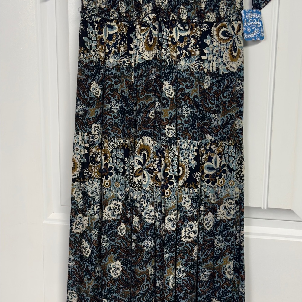 Free People Navy, Black and Cream Paisley Maxi Dress